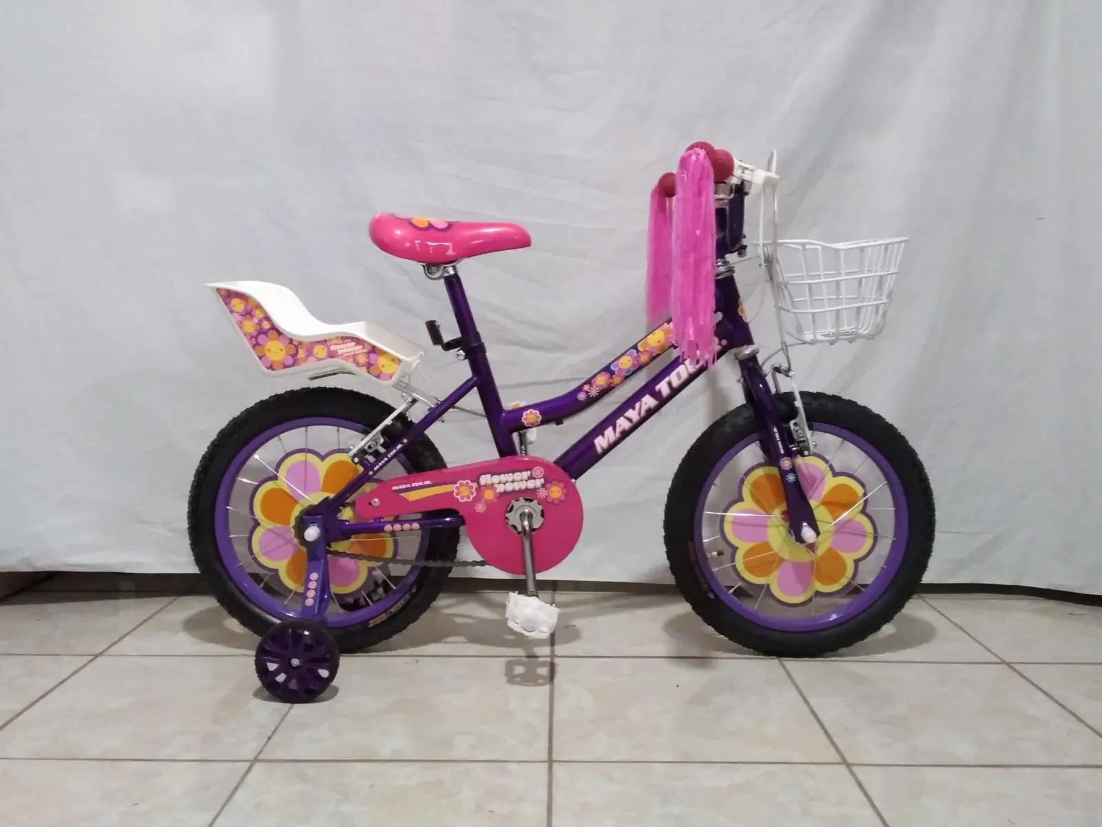 Bicicleta 16 niña color morado con rosado